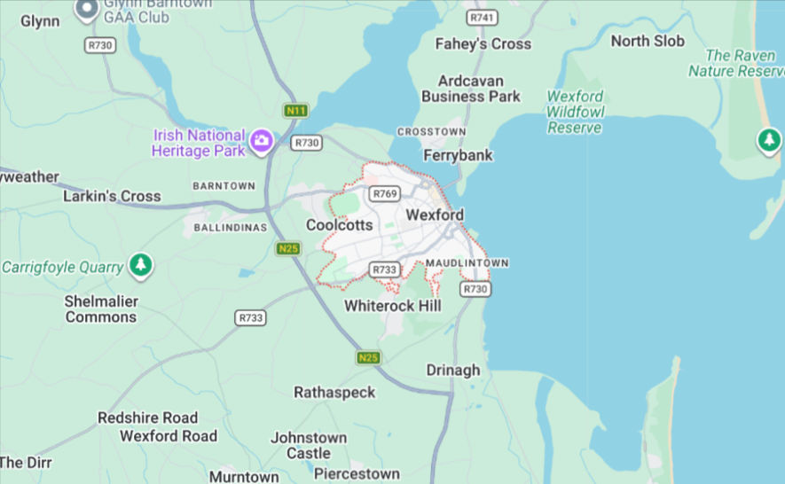 Map to Wexford Saunas, Wexford, Ireland